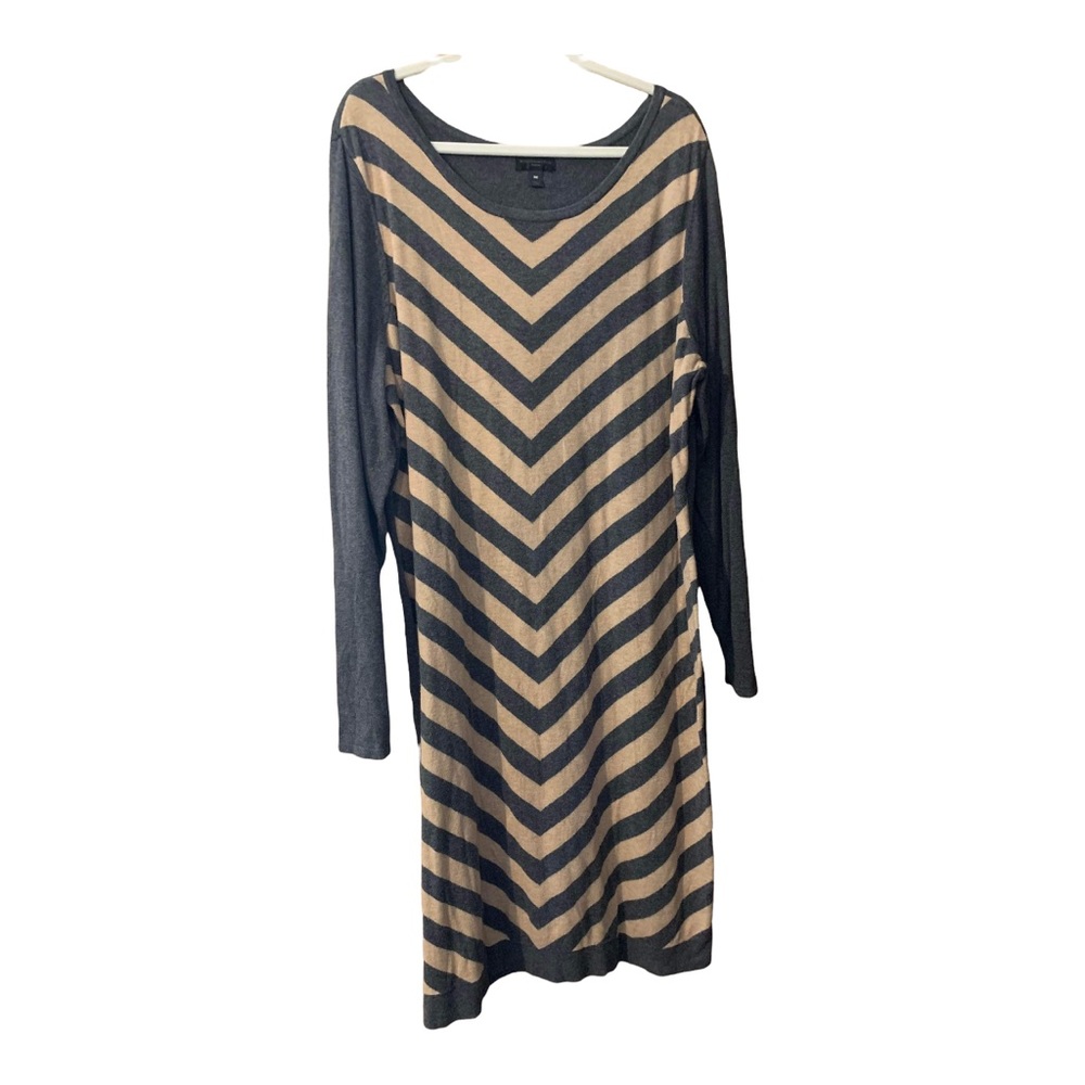 Worthington Woman Plus Size 3X Cotton Blend Heather Gray Tan Geometrical Design